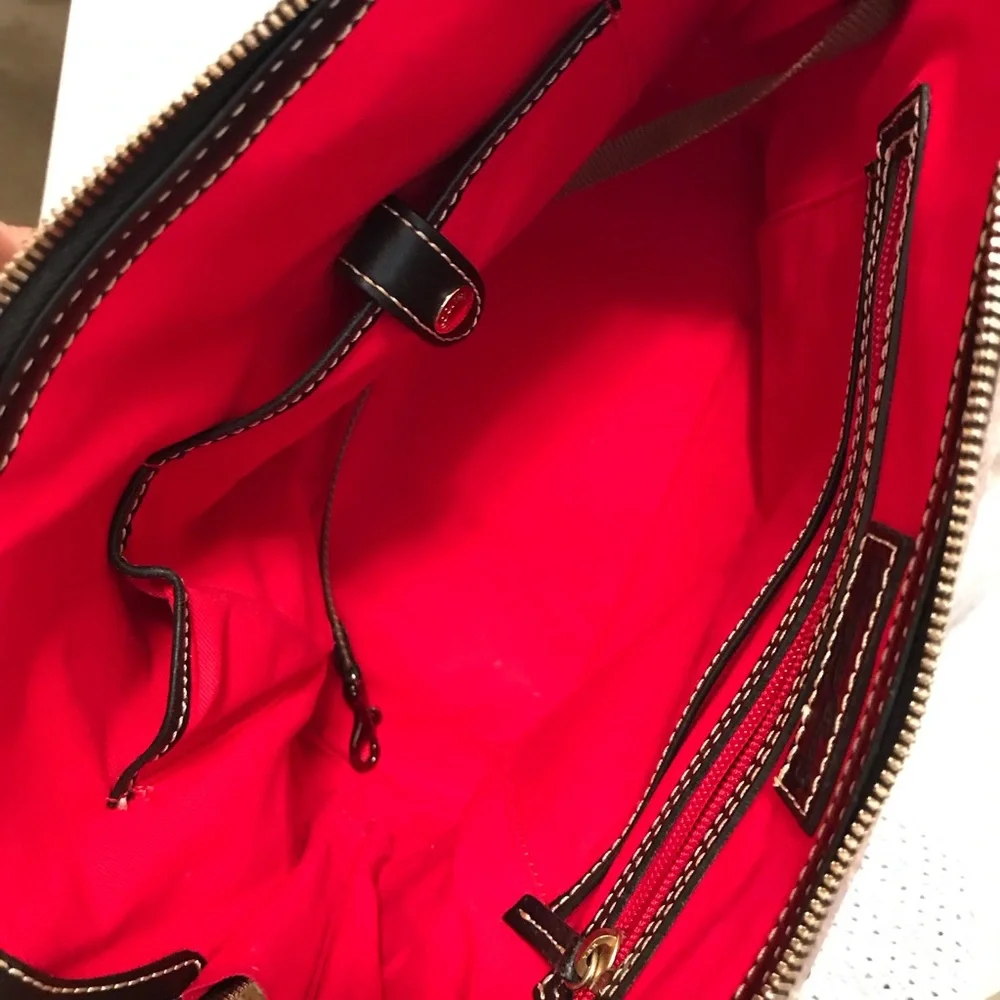 Dooney & Bourke Ostrich Cameron Satchel Grey and Black